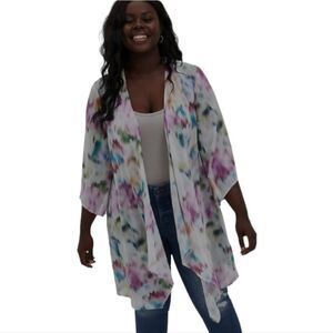 Torrid Pink Ikat Chiffon Kimono